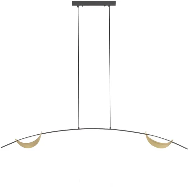 Anatolia, hänglampa, guld/svart, H140x15x150 cm